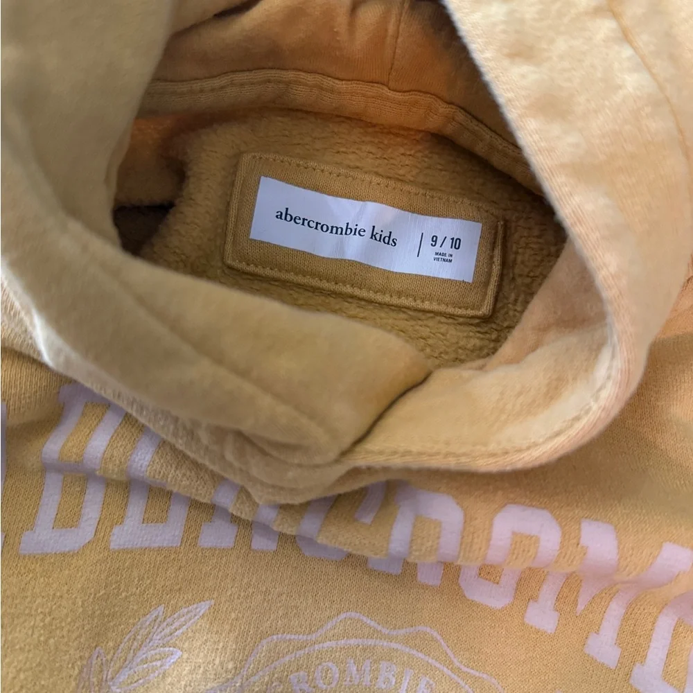 Yellow Abercrombie layered Hoodie with White Sleeves - Picture 5 of 5